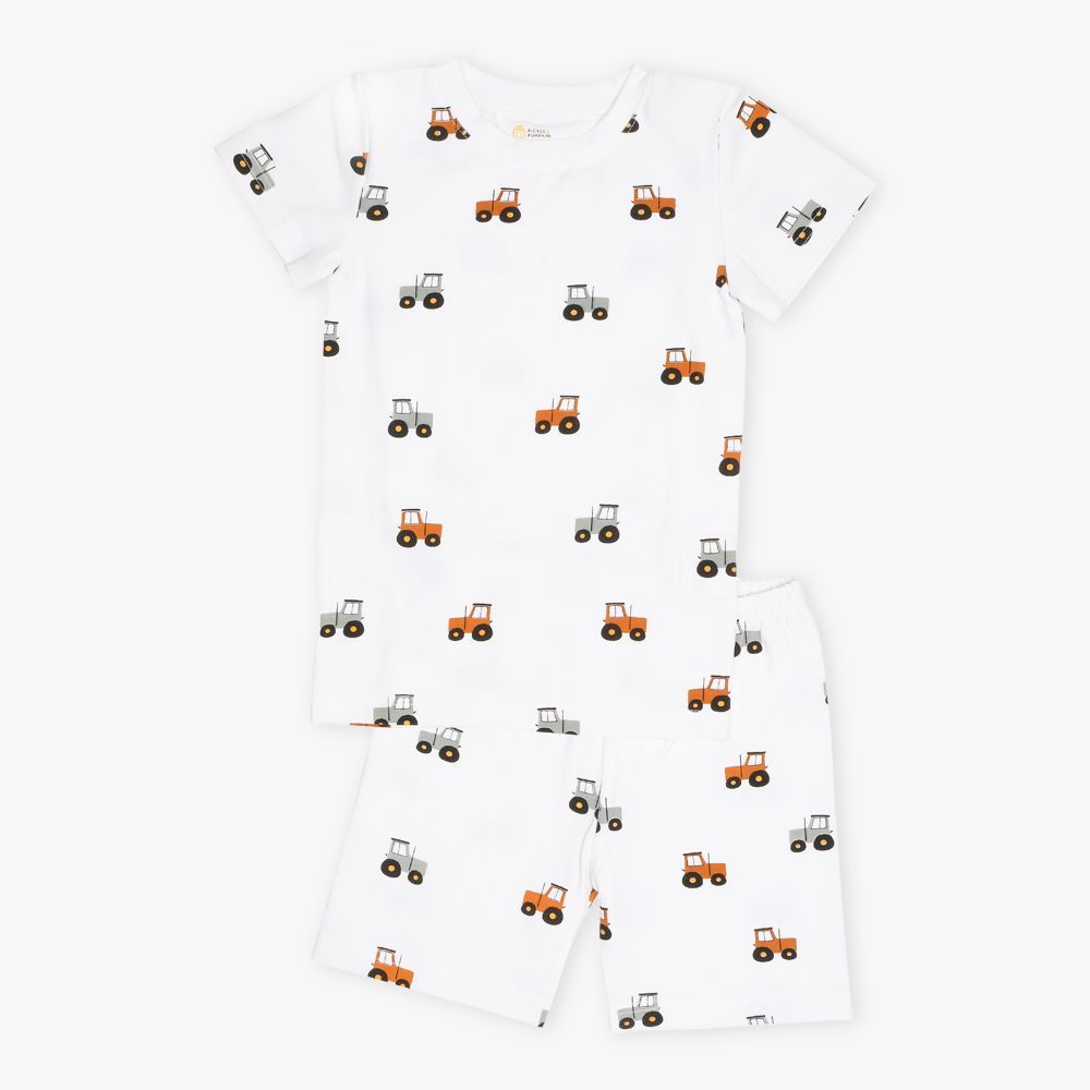 Brown Wee Wheeler or Truck print Shorts two piece set