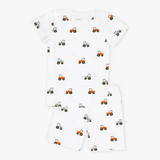 Brown Wee Wheeler or Truck print Shorts two piece set