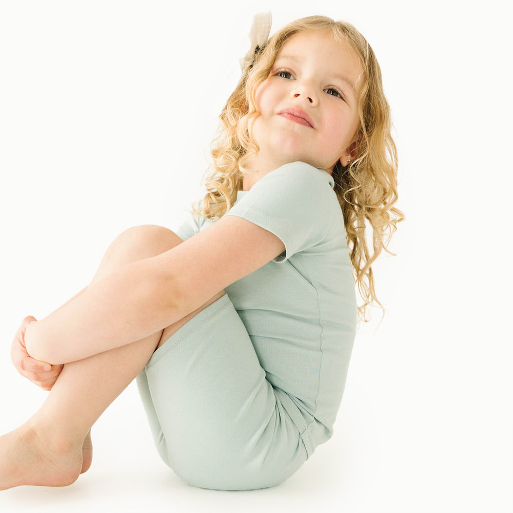 Solid Blue Haze Shorts Two-piece Set