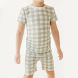 Grey Plaid Shorts Two-piece Set