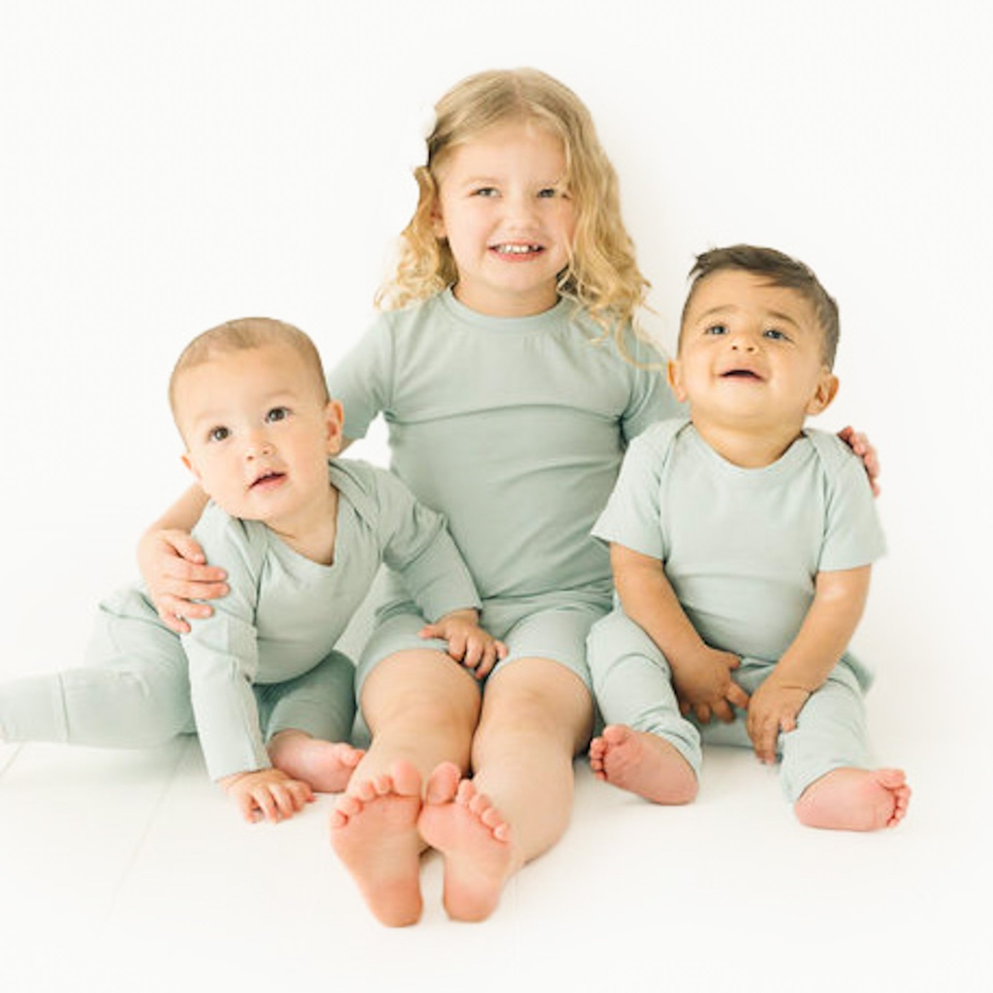 Solid Blue Haze Shorts Two-piece Set