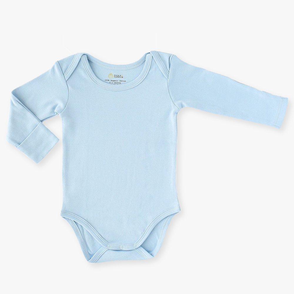 Pickle and Pumpkin Long Sleeve Bodysuit in Blue
