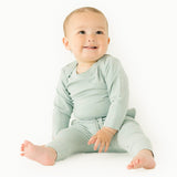 Solid Blue Haze Long Sleeve BodySuit with Mittens
