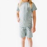 Kid in Garden Glimmer print shorts two piece set