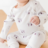 Kid in Cottontail or Bunny print Long sleeve bodysuit and legging