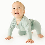 Solid Blue Haze Long Sleeve BodySuit with Mittens