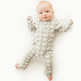 Grey Plaid Zip Romper