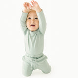 Solid Blue Haze Long Sleeve BodySuit with Mittens