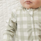 Grey Plaid Zip Romper