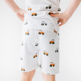 Back view of Truck print Shorts two piece set