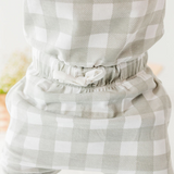 Grey Plaid print legging waist elastic closeup
