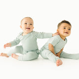 Solid Blue Haze Long Sleeve BodySuit with Mittens
