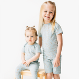 Kids in Garden Glimmer print outfits