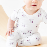 Cottontail or Bunny print half sleeve bodysuit and legging