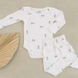 Geometric Long Sleeve BodySuit with Mittens
