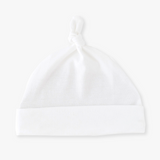 Pickle and Pumpkin baby knotted hat in white
